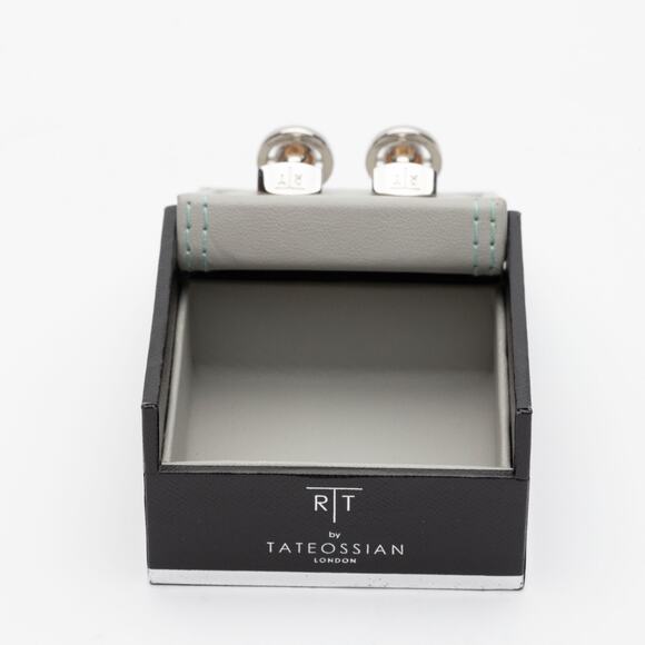 Tateossian Halo Rhodium Plated Round Cufflinks - Picture 3 of 8